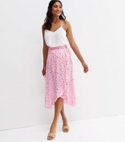 Sunshine Soul Pink Daisy Ruffle Midi Wrap Skirt